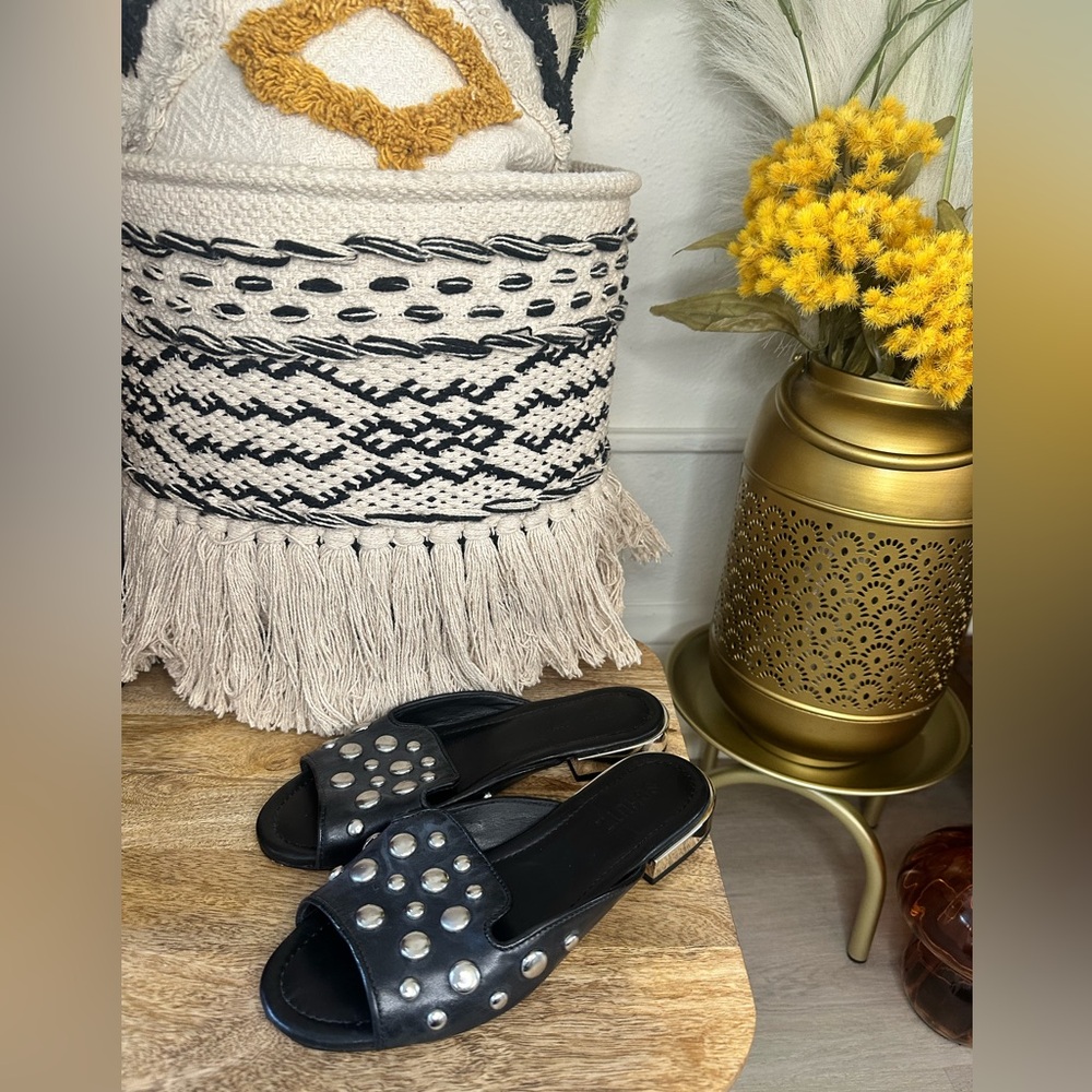 SCHUTZ Black and Silver Sandals